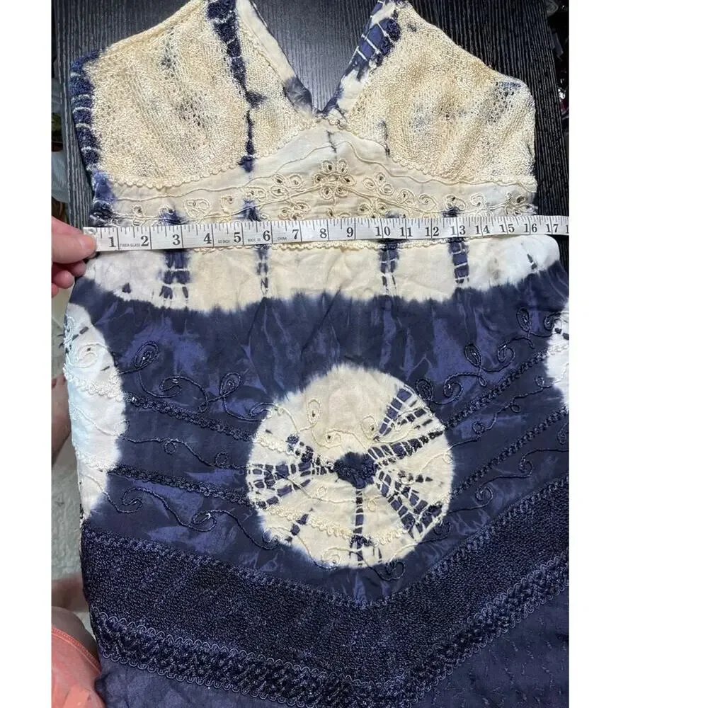Vintage Y2K L.S.I. Bollywood-inspired embroidered mini halter dress